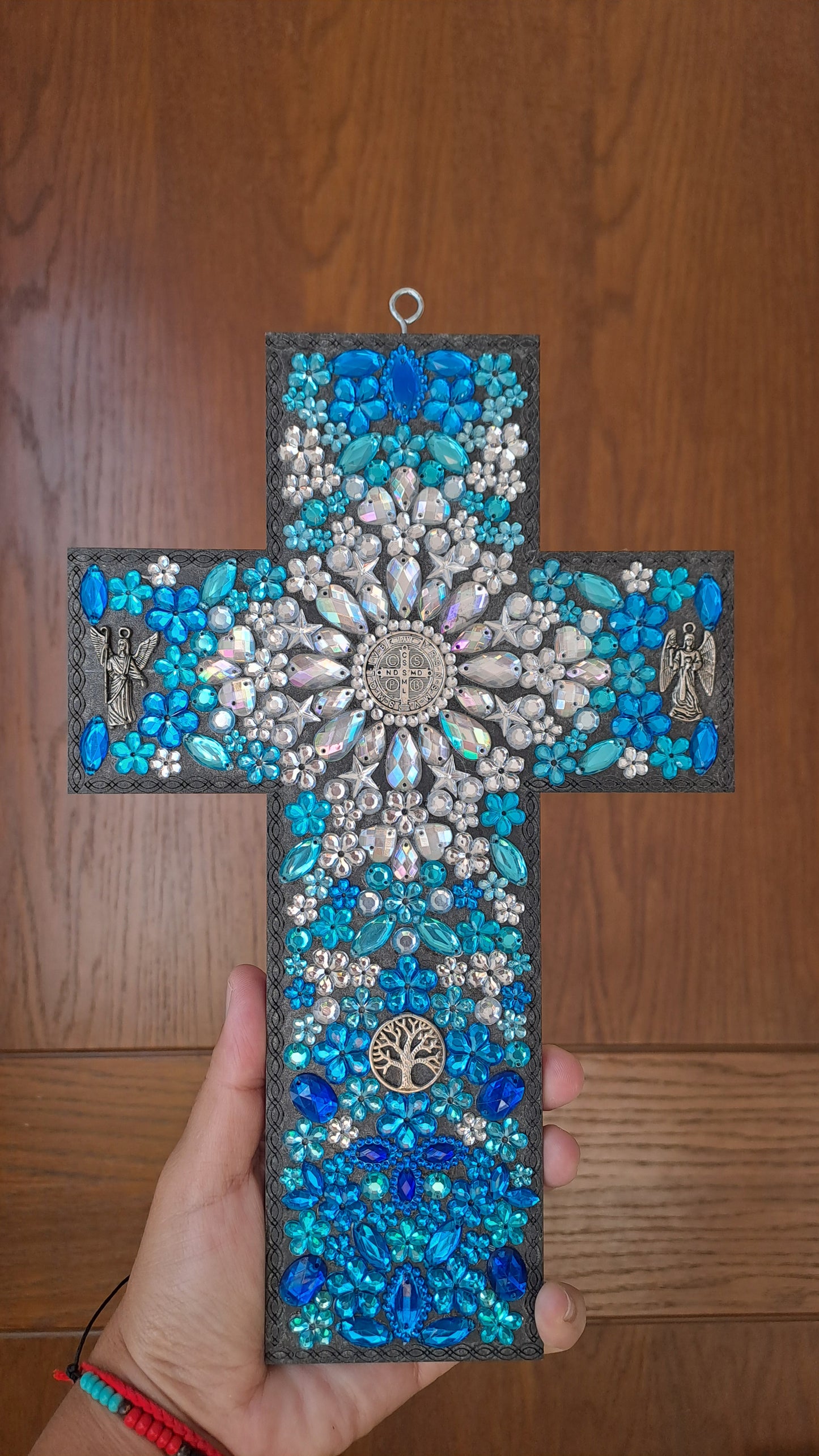 Cruz de madera Azul